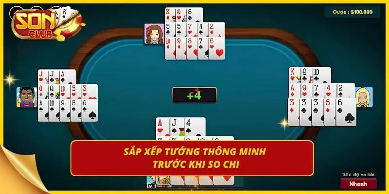 Người chơi thực hiện sắp xếp bài trước khi thời gian kết thúc