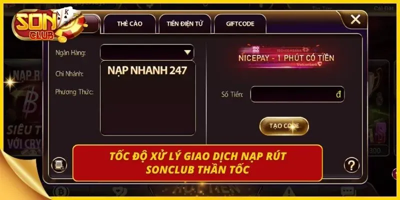 Thao tác lựa chọn phương thức chuyển khoản tiền trên hệ thống.