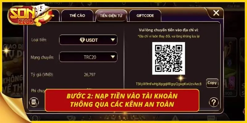 Biểu mẫu điền thông tin số tiền cần nạp vào ví.